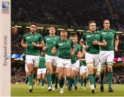 18 October 2015; Ireland players ahead of the game. 2015 Rugby World Cup Quarter-Final, Ireland v Argentina. Millennium Stadium, Cardiff, Wales. Picture credit: Stephen McCarthy / SPORTSFILE