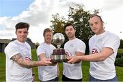 22 October 2015; PFA player of the year nominees, from left, Young Player of the Year nominee Brandon Miele, Shamrock Rovers, Player of the Year nominee Daryl Horgan, Dundalk, Player of the Year nominee Richie Towell, Dundalk, and Goalkeeper of the Year nominee Micheál Schlingermann, Drogheda United, in attendance at PFA nominees for the Player of the Year Awards 2015. National Sports Campus, Abbotstown, Dublin. Picture credit: Matt Browne / SPORTSFILE