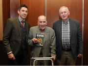 22 October 2015; Gouldie McGettigan, middle, and Seasmus Haran, right, with Rory Kavanagh, left, at the launch of 'Winning' by Rory Kavanagh. Mount Errigal Hotel, Ballyraine, Letterkenny, Co. Donegal. Picture credit: Seb Daly / SPORTSFILE