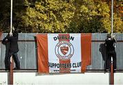 23 October 2015; Sligo Rovers supporters erect their flags before the start of the game. SSE Airtricity League Premier Division, St Patrick's Athletic v Sligo Rovers. Richmond Park, Dublin. Picture credit: David Maher / SPORTSFILE