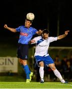 23 October 2015; Ryan Swan, UCD, in action against Josh Mailey, Finn Harps. SSE Airtricity Promotion Playoff Semi Final First Leg, UCD v Finn Harps. UCD Bowl, UCD, Dublin. Picture credit: Piaras Ó Mídheach / SPORTSFILE