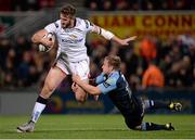 23 October 2015; Stuart McCloskey, Ulster, is tackled by Tom Isaacs, Cardiff Blues. Guinness PRO12, Round 5, Ulster v Cardiff Blues. Kingspan Stadium, Ravenhill Park, Belfast. Picture credit: Seb Daly / SPORTSFILE
