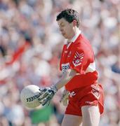29 June 1997; Joe Brolly of Derry, about to score his side's first goal during the Ulster Senior Semi-final match between Tyrone and Derry at St. Tiernach's Park, Clones, Co. Monaghan. Photograph David Maher/Sportsfile