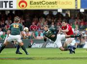 20 June 2009; Stephen Jones, British and Irish Lions, in action against Bryan Habana and Jean de Villiers, South Africa. 1st Test, South Africa v British and Irish Lions, ABSA Stadium, Durban, South Africa. Picture credit: Andrew Fosker / SPORTSFILE
