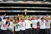 18 June 2009; Oatlands pupils show their support during the match. Allianz Cumann na mBunscoil Finals, Oatlands, Mt. Merrion, v St. Patrick's, Drumcondra, Corn Fianna Fail, Croke Park, Dublin. Picture credit: Brian Lawless / SPORTSFILE