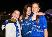23 October 2015; Leinster fans Alana McGonigle, left, Emma McGrady, centre, and Ellie Brady from Malahide, Dublin, at the game. Leinster Fans at Guinness PRO12, Round 5, Leinster v Glasgow Warriors. RDS, Ballsbridge, Dublin. Picture credit: Ramsey Cardy / SPORTSFILE