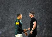 24 October 2015; South Africa's Bryan Habana shakes hands with New Zealand's Richie McCaw after the game. 2015 Rugby World Cup, Semi-Final, New Zealand v South Africa. Twickenham Stadium, Twickenham, London, England. Picture credit: Ramsey Cardy / SPORTSFILE