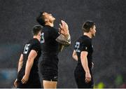 24 October 2015; New Zealand's Sonny Bill Williams celebrates at the final whistle. 2015 Rugby World Cup, Semi-Final, New Zealand v South Africa. Twickenham Stadium, Twickenham, London, England. Picture credit: Ramsey Cardy / SPORTSFILE