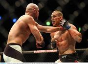 24 October 2015; Tom Breese, right, in action against Cathal Pendred. UFC Fight Night. 3Arena, Dublin. Picture credit: Stephen McCarthy / SPORTSFILE