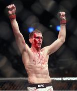 24 October 2015; Scott Askham reacts following his fight with Krzysztof Jotko. UFC Fight Night. 3Arena, Dublin. Picture credit: Stephen McCarthy / SPORTSFILE