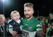 24 October 2015; Zach Touhy, Portlaoise, celebrates with his son Flynn at the final whistle. Laois County Senior Football Championship Final Replay, Portlaoise v Emo. O'Moore Park, Portlaoise, Co. Laois. Picture credit: Sam Barnes / SPORTSFILE