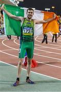 24 October 2015; Ireland's Michael McKillop, from Newtownabbey, Co. Antrim, celebrates after winning the Men's 800m T38 Final in a time of 2:01.31. IPC Athletics World Championships. Doha, Qatar. Picture credit: Marcus Hartmann / SPORTSFILE