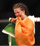 24 October 2015; Aisling Daly following her victory over Ericka Almeida. UFC Fight Night. 3Arena, Dublin. Picture credit: Stephen McCarthy / SPORTSFILE
