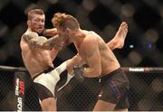 24 October 2015; Stevie Ray, left, in action against Mickael Lebout. UFC Fight Night. 3Arena, Dublin. Picture credit: Stephen McCarthy / SPORTSFILE