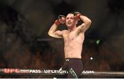 24 October 2015; Neil Seery celebrates victory over Jon Delos Reyes. UFC Fight Night. 3Arena, Dublin. Picture credit: Stephen McCarthy / SPORTSFILE