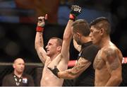 24 October 2015; Neil Seery is announced victorious over Jon Delos Reyes. UFC Fight Night. 3Arena, Dublin. Picture credit: Stephen McCarthy / SPORTSFILE
