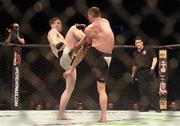 24 October 2015; Darren Till, left, in action against Nicolas Dalby. UFC Fight Night. 3Arena, Dublin. Picture credit: Stephen McCarthy / SPORTSFILE