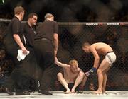 24 October 2015; Louis Smolka, right, after defeating Paddy Holohan. UFC Fight Night, Patrick Holohan v Louis Smolka. 3Arena, Dublin. Picture credit: Stephen McCarthy / SPORTSFILE