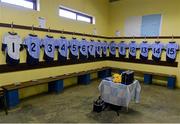 25 October 2015; A general view of jerseys hanging up in the Na Piarsaigh dressing room ahead of the game. AIB Munster GAA Senior Club Hurling Championship, Sixmilebridge v Na Piarsaigh. O'Garney Park, Sixmilebridge, Co. Clare. Picture credit: Piaras Ó Mídheach / SPORTSFILE