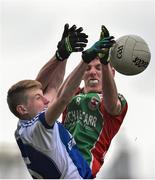 25 October 2015; Jack Irwin, Ballina Stephenites, in action against Patrick Barry, Claremorris. JJ Burke Renault Minor A Football Championship Final, Claremorris v Ballina Stephenites. Elverys MacHale Park, Castlebar, Co. Mayo. Picture credit: David Maher / SPORTSFILE