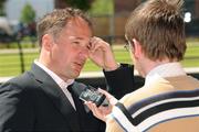 25 June 2009; David Humphreys, operations director, Ulster Rugby, is interviewed after the unveiling of Brian McLaughlin as the new Ulster Rugby head coach. Radisson SAS Hotel, Belfast, Co. Antrim. Picture credit: Oliver McVeigh / SPORTSFILE