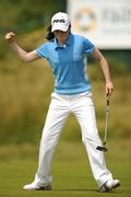 26 June 2009; Ireland's Leona Maguire celebrates after putting for par on the 18th during the Ladies Irish Open Golf Championship. Portmarnock Hotel and Golf Links, Portmarnock, Co. Dublin. Photo by Sportsfile *** Local Caption ***