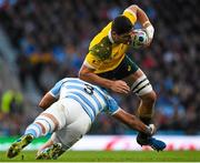 25 October 2015; Rob Simmons, Australia, is tackled by Ramiro Herrera, Argentina. 2015 Rugby World Cup, Semi-Final, Argentina v Australia. Twickenham Stadium, Twickenham, London, England. Picture credit: Ramsey Cardy / SPORTSFILE