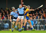 25 October 2015; Mike Casey, Na Piarsaigh, supported by team-mate Cathal King, in action against Shane Golden, Sixmilebridge. AIB Munster GAA Senior Club Hurling Championship, Sixmilebridge v Na Piarsaigh. O'Garney Park, Sixmilebridge, Co. Clare. Picture credit: Piaras Ó Mídheach / SPORTSFILE