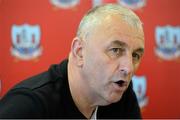 25 October 2015; New Cork manager Peadar Healy speaks to the media after being announced as the new Cork Senior Football manager. Páirc Ui Rinn, Cork. Picture credit: Brendan Moran / SPORTSFILE