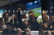 25 October 2015; Former Argentina international footballer Diego Maradona, white cap, reacts to Argentina scoring. 2015 Rugby World Cup, Semi-Final, Argentina v Australia. Twickenham Stadium, Twickenham, London, England. Picture credit: Ramsey Cardy / SPORTSFILE