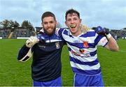 26 October 2015; Navan O'Mahony's David Quirke and Brian Dillon celebrates after the final whistle. Meath County Senior Football Championship Final, Navan O'Mahony's v Na Fianna. Páirc Tailteann, Navan, Co. Meath. Picture credit: Matt Browne / SPORTSFILE