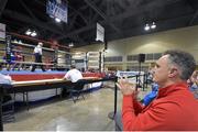 26 October 2015; Boxing Coach Billy Walsh watches the Women's Olympic Boxing team trials at Memphis Cook Convention Centre, Memphis, Tennessee, USA. Picture Credit: Jim Brown / SPORTSFILE