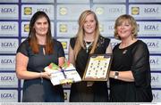 1 June 2016; Roisín Phelan, Cork, centre, receives her Division 1 Lidl Ladies Team of the League Award from Aoife Clarke, head of communications, Lidl Ireland, left, and Marie Hickey, President of Ladies Gaelic Football, right, at the Lidl Ladies Teams of the League Award Night. The Lidl Teams of the League were presented at Croke Park with 60 players recognised for their performances throughout the 2016 Lidl National Football League Campaign. The 4 teams were selected by opposition managers who selected the best players in their position with the players receiving the most votes being selected in their position. Croke Park, Dublin. Photo by Cody Glenn/Sportsfile