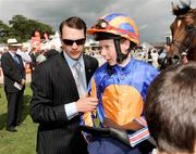 27 June 2009; Aidan O'Brien, trainer, with his son and winning jockey Joseph after Johann Zoffany won the William Fry Derby Festival Handicap. Curragh Racecourse, Co. Kildare. Picture credit: Pat Murphy / SPORTSFILE