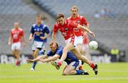 28 June 2009; Tomas Costello, Louth, in action against Pauraic Shanley, Longford. GAA Football Leinster Junior Championship Final, Louth v Longford, Croke Park, Dublin. Picture credit: Stephen McCarthy / SPORTSFILE