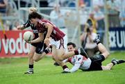 28 June 2009; Galway's Seán Armstrong goes past Sligo goalkeeper Philip Greene and Paul McGovern to score his side's only goal in the final moments of the game. GAA Football Connacht Senior Championship Semi-Final, Sligo v Galway, Markievicz Park, Sligo. Picture credit: Brian Lawless / SPORTSFILE