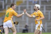 28 June 2009; Shane McNaughton, Anrtrim, right, celebrates with Paddy Richmond after scoring a goal. GAA Hurling Ulster Senior Championship Final, Antrim v Down, Casement Park, Belfast, Co. Antrim. Picture credit: Oliver McVeigh / SPORTSFILE *** Local Caption ***