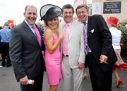 28 June 2009; Bill Cullen, Jackie Lavin and Brian Purcell, left, of TV3's 'The Apprentice' along with solicitor Gerald Kean right. Irish Derby Festival - Sunday, Curragh Racecourse, Co. Kildare. Picture credit: Matt Browne / SPORTSFILE