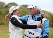 28 June 2009; Italy's Diana Luna celebrates with her caddy Sean Russell after winning the AIB Ladies Irish Open. Portmarnock Hotel and Golf Links, Portmarnock, Co. Dublin. Photo by Sportsfile *** Local Caption ***