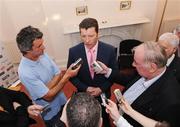 30 June 2009; Roddy Collins speaking to the media after being unveiled as the new manager of Floriana of Malta. Maltese Embassy, Earlsfort Terrace, Dublin. Photo by Sportsfile