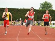 28 June 2009; Jason Smyth, Navan AC, 354, wins the U.23 mens 100m final and set a national record of 10.42s at the AAI Woodies DIY Junior & U23 Track & Field Championships, Tullamore, Co. Offaly. Picture credit: Pat Murphy / SPORTSFILE