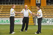 29 June 2009; Kilkenny Manager Brian Cody and players & Lucozade Sport Ambassadors Henry Shefflin, left, and Derek Lyng took time out from their preparations for Sunday’s Leinster Final against Dublin to announce the continuation of Lucozade Sport’s long term partnership association with Kilkenny GAA. Lucozade Sport has sponsored Kilkenny since 1994, and also sponsors 23 of the 32 GAA County teams. Nowlan Park, Kilkenny. Picture credit; Pat Murphy / SPORTSFILE