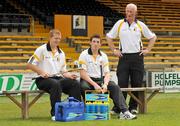 29 June 2009; Kilkenny Manager Brian Cody and players & Lucozade Sport Ambassadors Henry Shefflin, left, and Derek Lyng, centre, took time out from their preparations for Sunday’s Leinster Final against Dublin to announce the continuation of Lucozade Sport’s long term partnership association with Kilkenny GAA. Lucozade Sport has sponsored Kilkenny since 1994, and also sponsors 23 of the 32 GAA County teams. Nowlan Park, Kilkenny. Picture credit; Pat Murphy / SPORTSFILE