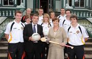 29 June 2009; Caitríona Ruane, Northern Ireland Minister of Education, with Tom Daly, Ulster Council GAA President, and Ulster GAA Coaches in Antrim, during a visit to Woodhall Kilrea. Woodhall Residential Centre, Kilrea, Co. Derry. Picture credit: Oliver McVeigh / SPORTSFILE  *** Local Caption ***
