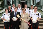 29 June 2009; Caitríona Ruane, Northern Ireland Minister of Education, with Tom Daly, Ulster Council GAA President, and Ulster GAA Coaches in Derry, during a visit to Woodhall Kilrea. Woodhall Residential Centre, Kilrea, Co. Derry. Picture credit: Oliver McVeigh / SPORTSFILE  *** Local Caption ***