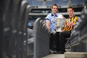 30 June 2009; Kilkenny's Michael Fennelly with Dublin's Tomás Brady ahead of the GAA Hurling Leinster Senior Championship Final on Sunday July 5th. Croke Park, Dublin. Picture credit: Brian Lawless / SPORTSFILE
