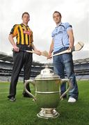 30 June 2009; Kilkenny's Michael Fennelly with Dublin's Tomás Brady ahead of the GAA Hurling Leinster Senior Championship Final on Sunday July 5th. Croke Park, Dublin. Picture credit: Brian Lawless / SPORTSFILE