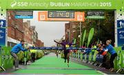 26 October 2015; Alemu Gemechu, Ethiopia, on his way to winning the SSE Airtricity Dublin Marathon 2015. Merrion Square, Dublin. Picture credit: Tomas Greally / SPORTSFILE