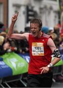 26 October 2015; Ian Martin, from Co. Dublin, shows his delight on his way to finishing the SSE Airtricity Dublin Marathon 2015, Merrion Square, Dublin. Picture credit: Ray McManus / SPORTSFILE