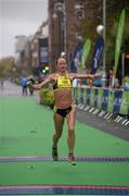 26 October 2015; Nataliya Lehonkova, from the Ukraine, was the first woman to finish the SSE Airtricity Dublin Marathon 2015. Dublin.Picture credit: Seb Daly / SPORTSFILE